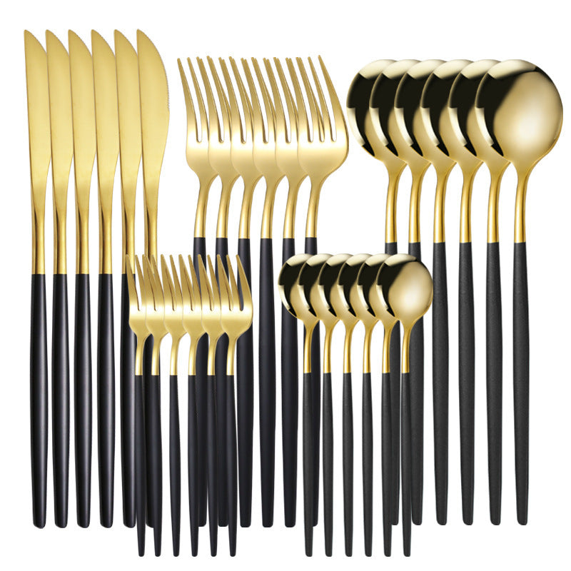 Elegant Stainless Steel 30-Piece Tableware Set