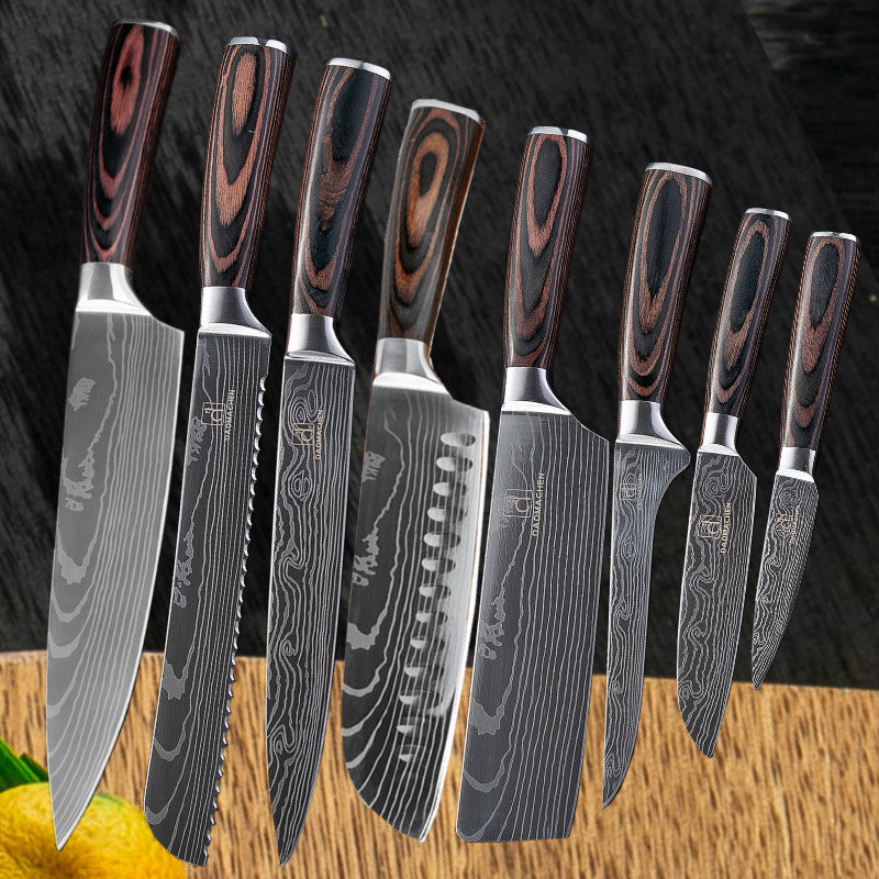 Professional Knife Set – Ultra Sharp Stainless Steel Knives with Damascus Pattern