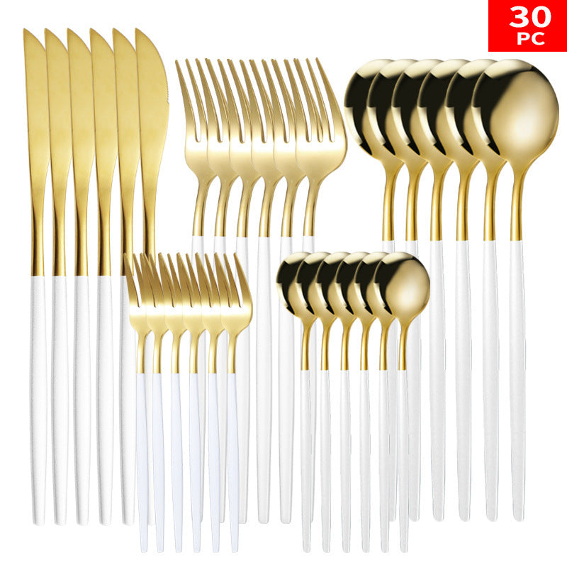 Elegant Stainless Steel 30-Piece Tableware Set
