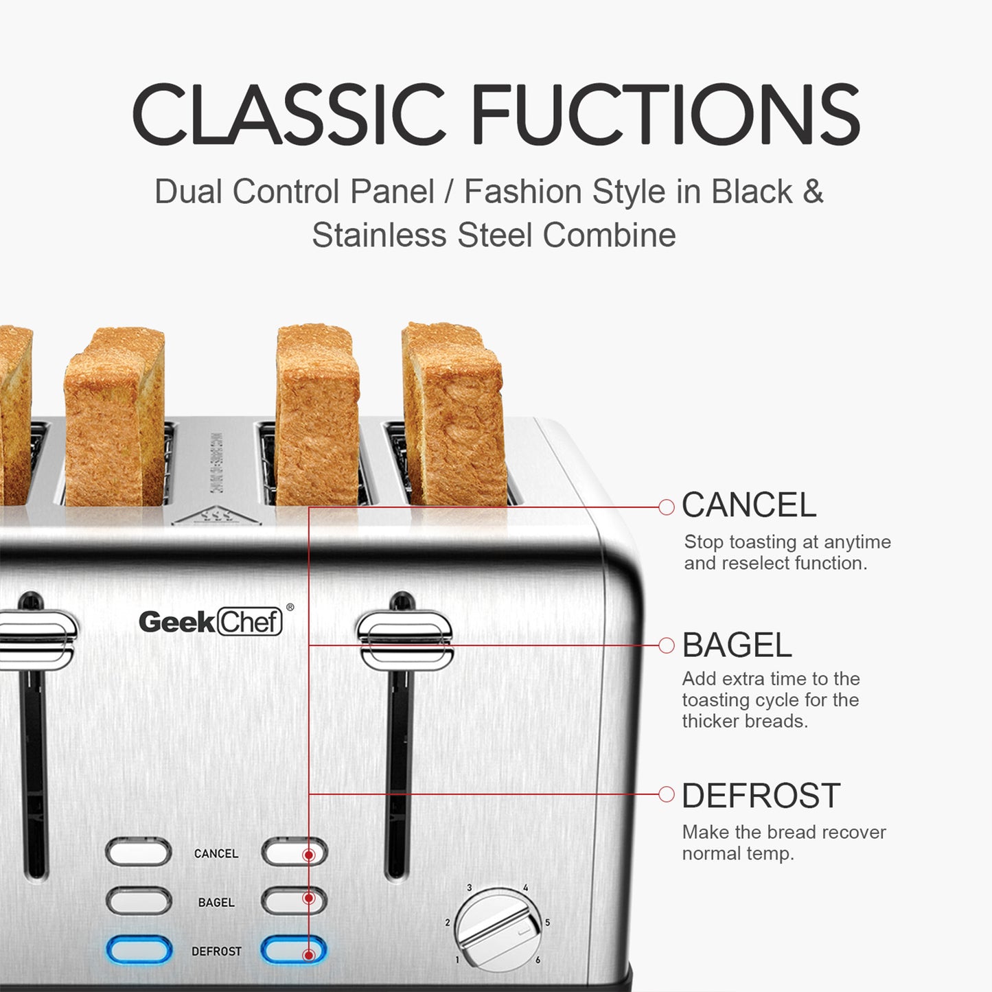 GeekChef Elite 4-Slice WideSlot Toaster