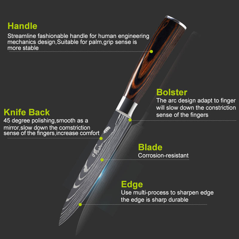 Professional Knife Set – Ultra Sharp Stainless Steel Knives with Damascus Pattern