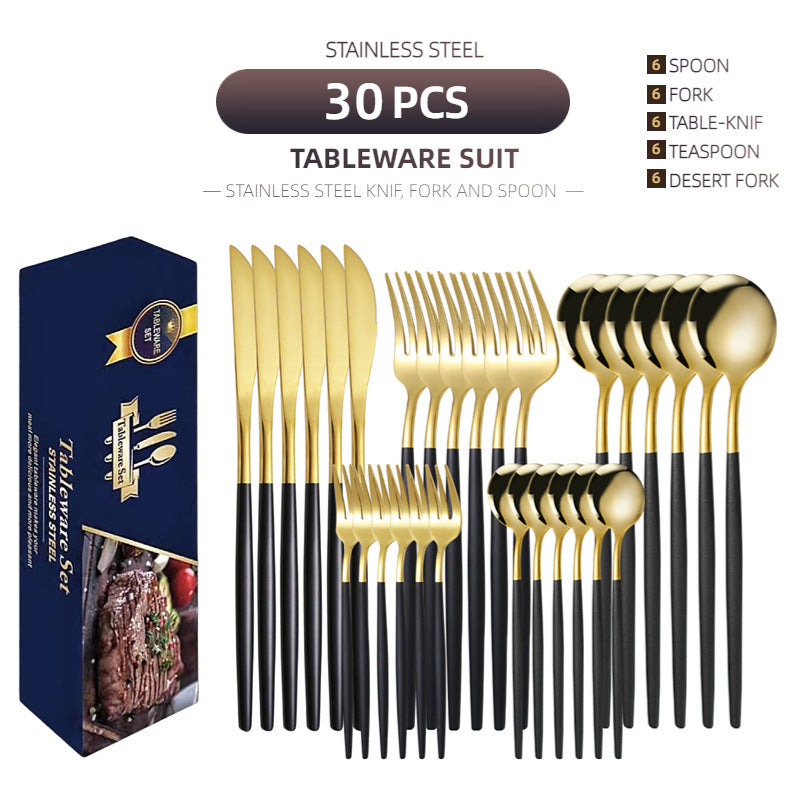 Elegant Stainless Steel 30-Piece Tableware Set