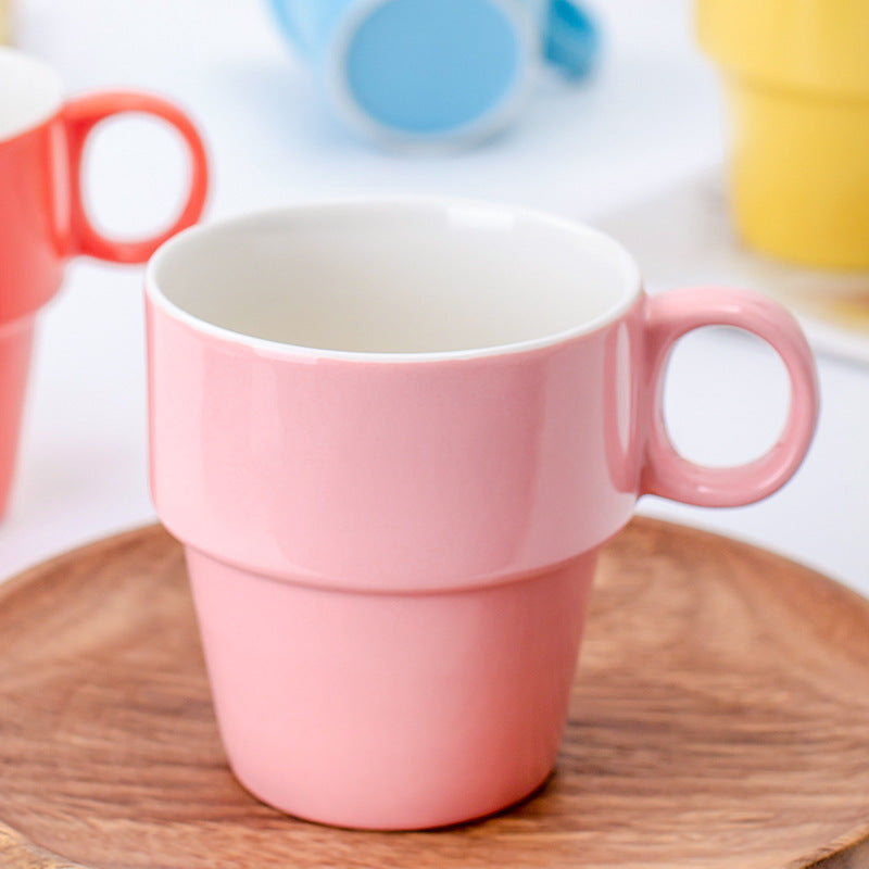 Stackable Ceramic Cups – Convenient Storage for Modern Households