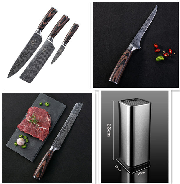 Professional Knife Set – Ultra Sharp Stainless Steel Knives with Damascus Pattern