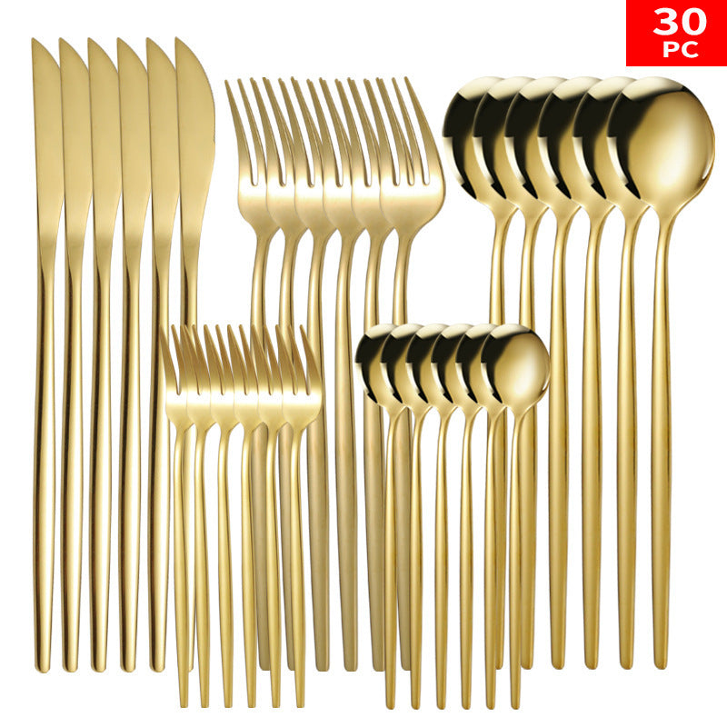 Elegant Stainless Steel 30-Piece Tableware Set
