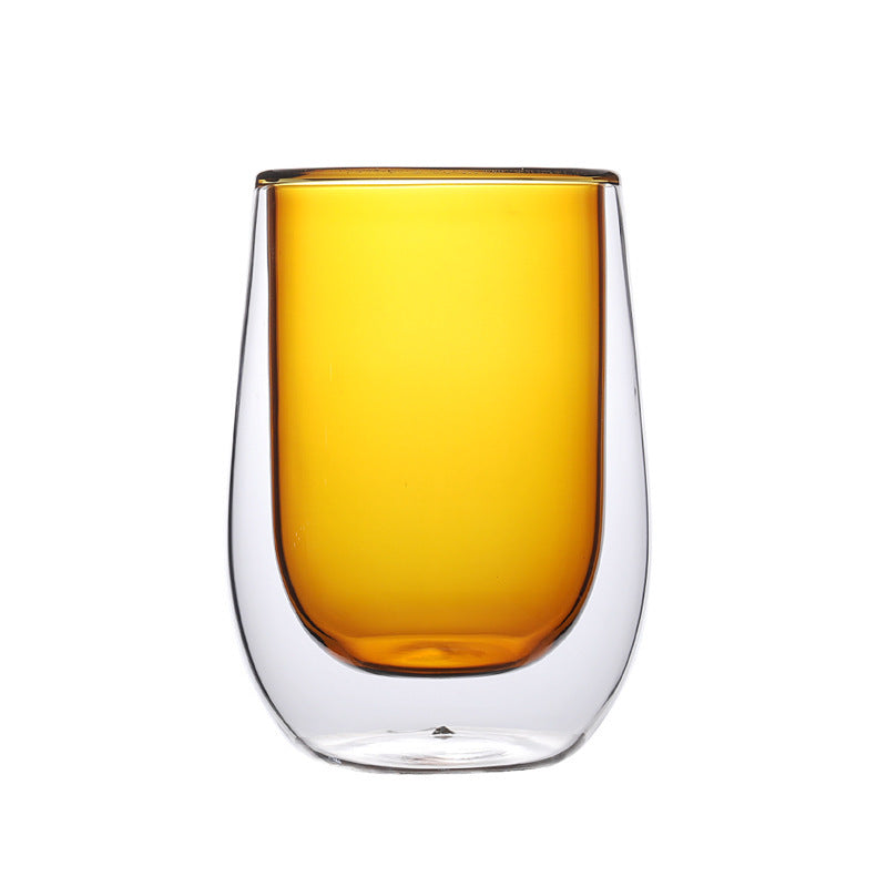 Elegant Double-Layer Colored Glass Cups – Stylish & Heat-Resistant Drinkware