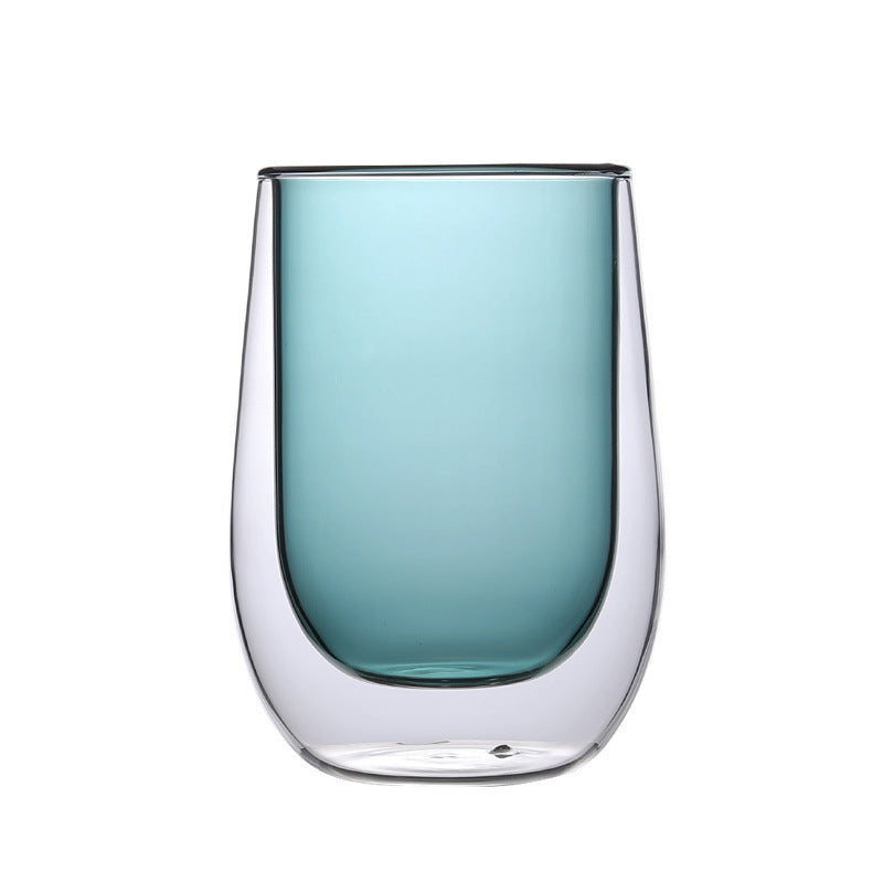 Elegant Double-Layer Colored Glass Cups – Stylish & Heat-Resistant Drinkware
