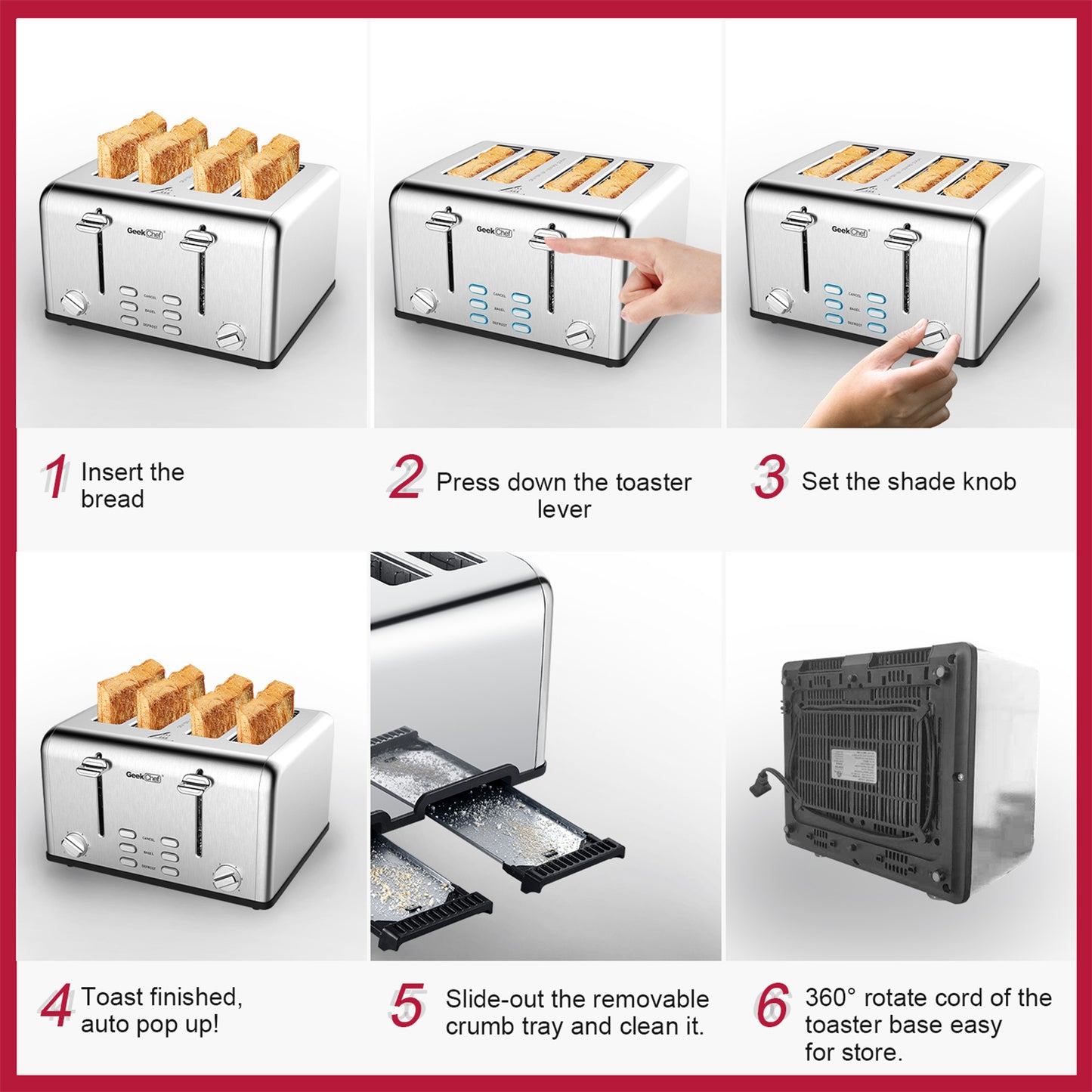 GeekChef Elite 4-Slice WideSlot Toaster