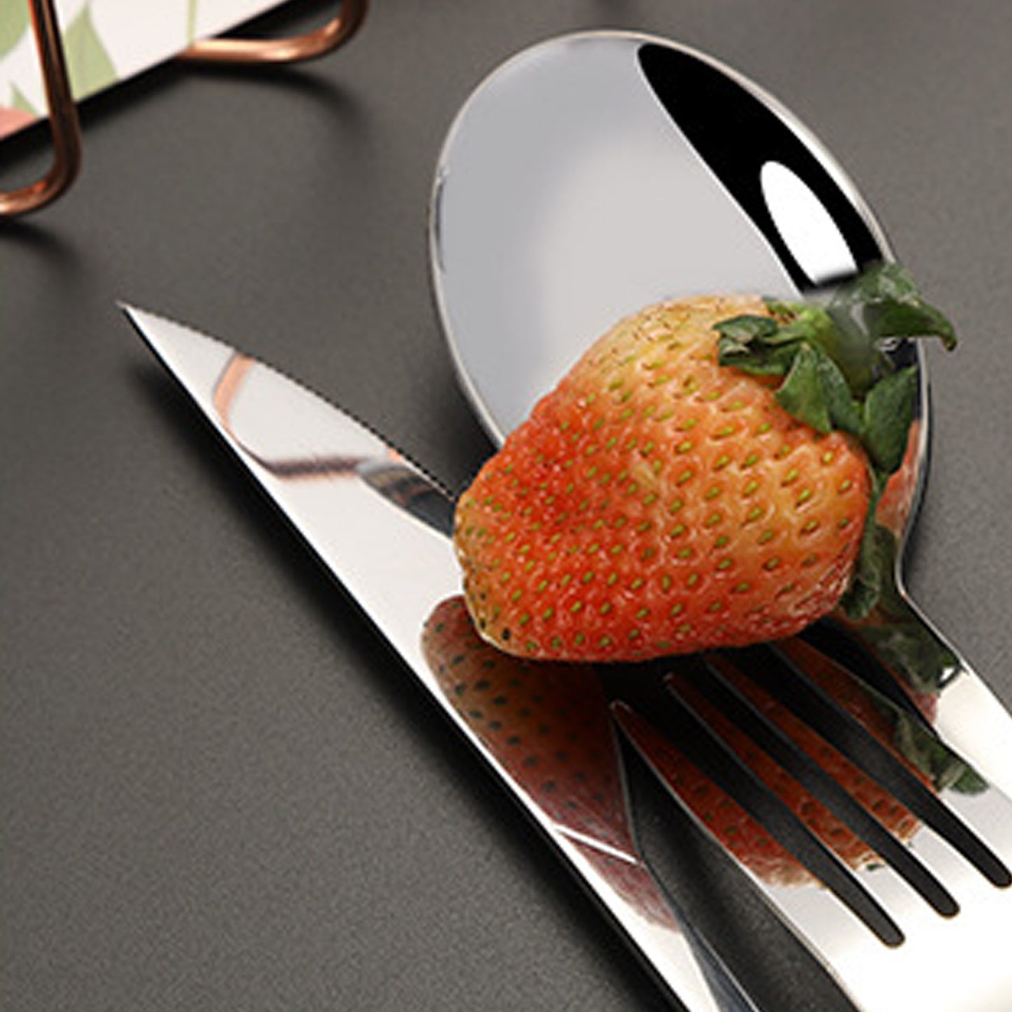 Elegant Stainless Steel Cutlery Set with Wood Grain Handle