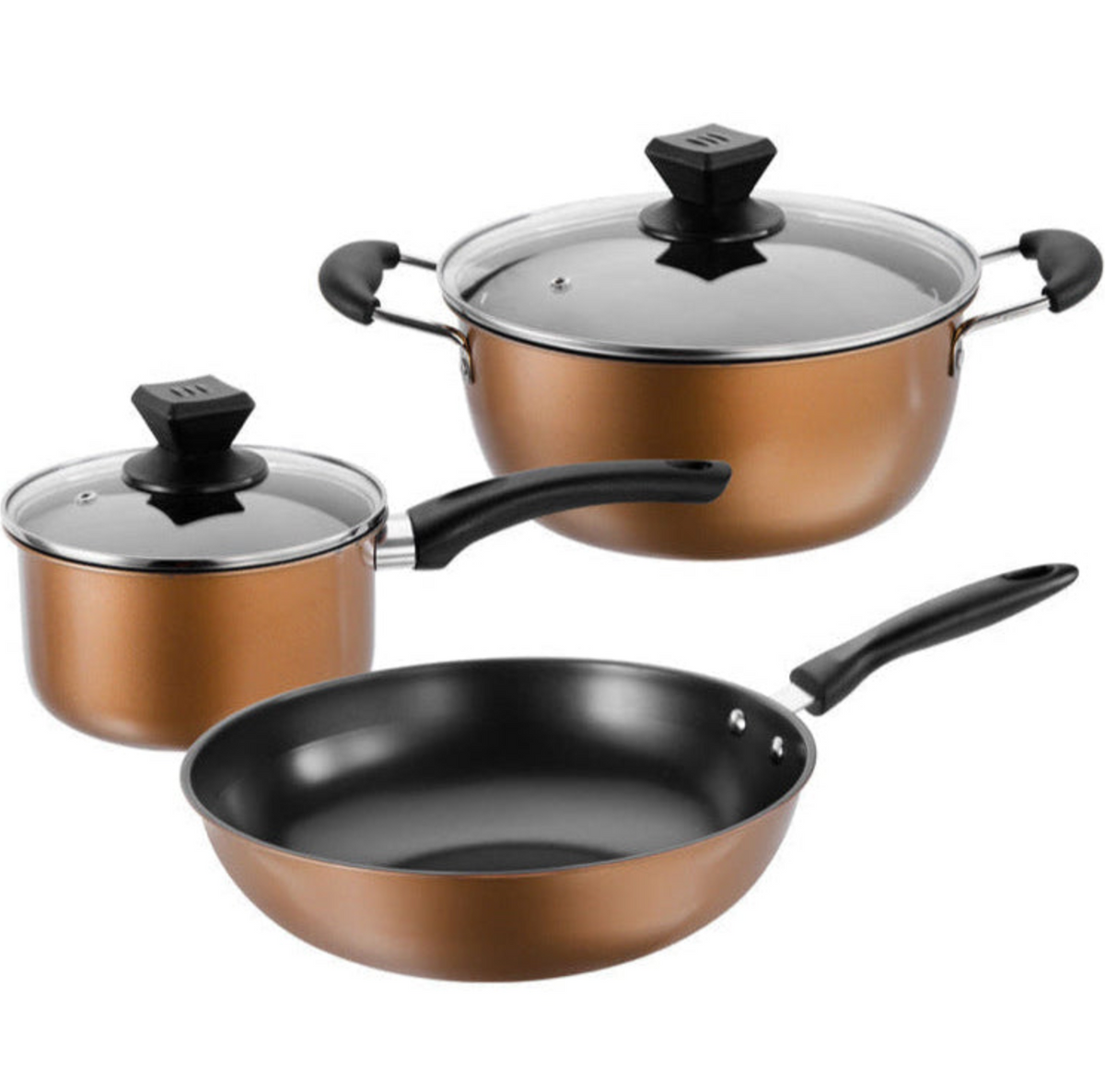 Cast Iron Luxe Trio – Premium Non-Stick Cookware Set