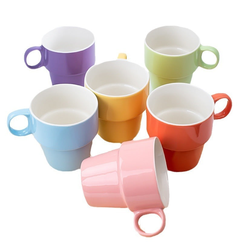 Stackable Ceramic Cups – Convenient Storage for Modern Households
