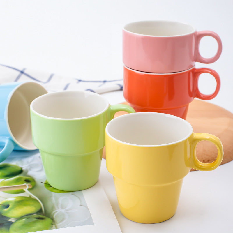 Stackable Ceramic Cups – Convenient Storage for Modern Households