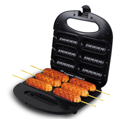 Image of a sleek black SausageMaster Pro 750 automatic sausage maker featuring a robust 750W power supply, advanced heating tube technology, and durable ABS+iron construction for precise temperature control.